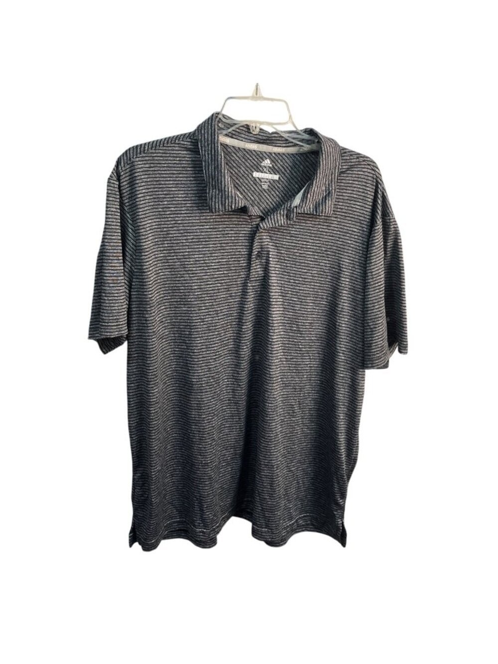 Adidas Golf XL Striped Polo Shirt Black Gray Short Sleeve Lightweight Mens 83n